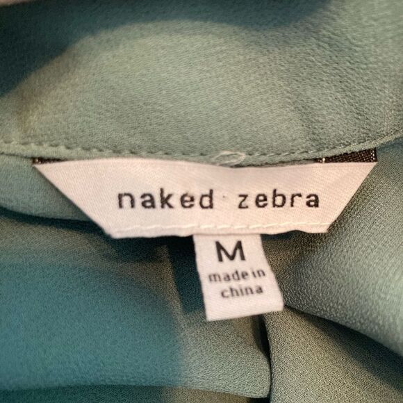 Naked Zebra High Neck Blouse w/peplum and keyhole neckline & back lined - Picture 12 of 13